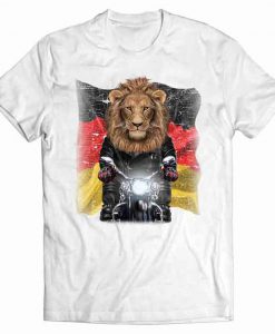 Alpha Lion on Motorbike with Flag of Germany Tshirt