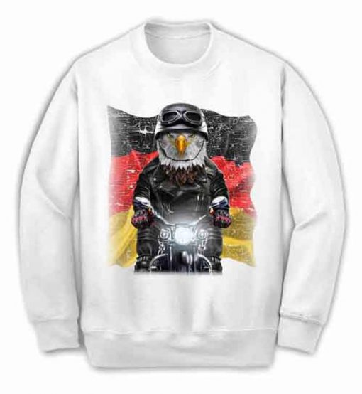 Bald Eagle on Motorbike with Flag of Germany - Sweatshirt