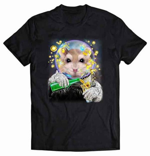 Dwarf Hamster as Astronaut in Space Enjoying Drink Tshirt