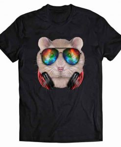 Dwarf Hamster as DJ in Galaxy Sunglass, Headphone Tshirt