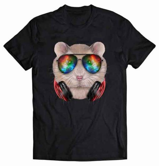 Dwarf Hamster as DJ in Galaxy Sunglass, Headphone Tshirt