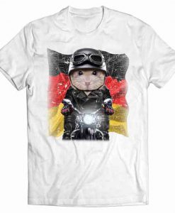 Dwarf Hamster on Motorbike with Flag of Germany Tshirt