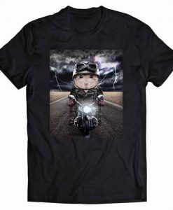 Dwarf Hamster on Motorcycle Cruise Down Highway Tshirt