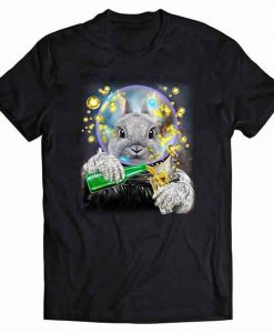 Dwarf Rabbit as Astronaut in Space Enjoying Drin Tshirt