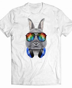 Dwarf Rabbit as DJ in Galaxy Sunglass, Headphone tshirt