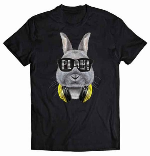 Dwarf Rabbit as DJ in Sunglass and Headphone tshirt