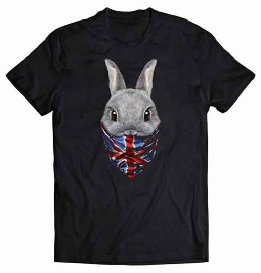 Dwarf Rabbit in Flag of United Kingdom Bandana Tshirt