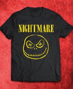 Nightmare Smiley Face 90's Grunge Band Parody Pumpkin Mens Black T-Shirt