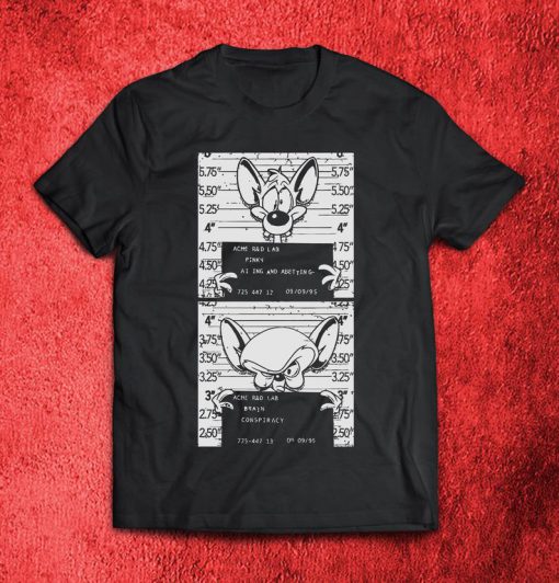 Pinky and The Brain Mouse World Domination 90's Cartoon Mens Black T-Shirt