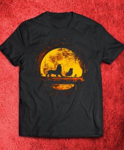 Simba Timon & Pumba Lion King Moon Funny Black T-Shirt