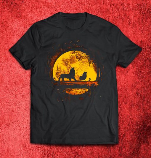 Simba Timon & Pumba Lion King Moon Funny Black T-Shirt