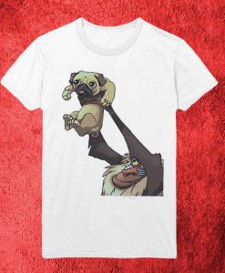 The Lion King Pride Rock Rafiki Lifting Pug White T-Shirt