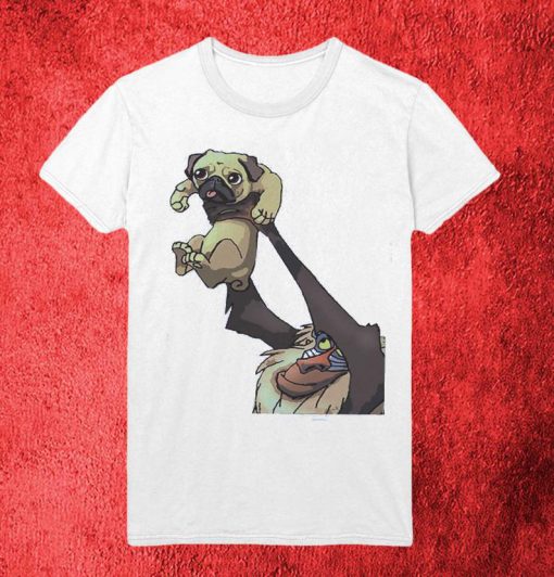 The Lion King Pride Rock Rafiki Lifting Pug White T-Shirt