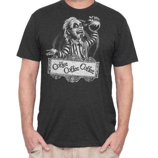 Beetlejuice Halloween Shirt - Mens Beetle Juice T-Shirt - Beetlejuice Drinking Coffee - Mens Shirt