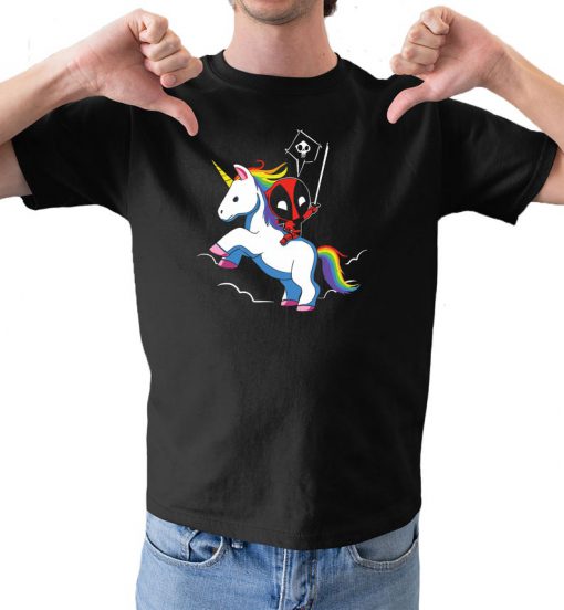 DeadPool Rides A Unicorn Inspired Funny Unisex Men's Comedy T-Shirt