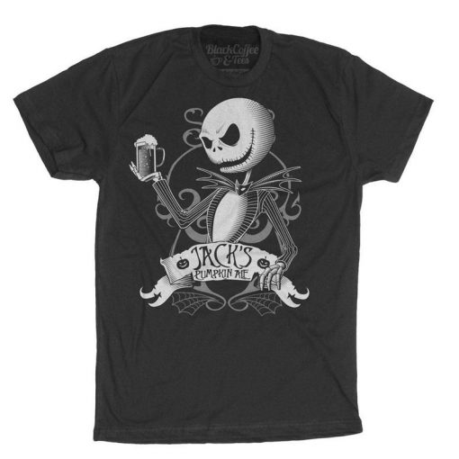 Halloween Jack Skellington Shirt - Nightmare Before Christmas T Shirt - Jack Drinking Pumpkin Ale Printed on a Men's T Shirt