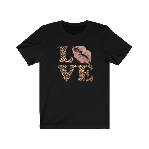 Love Leopard Print Lips Valentine's Day Unisex tshirt