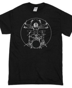 Vitruvian Drummer Music T-Shirt Funny T-Shirt