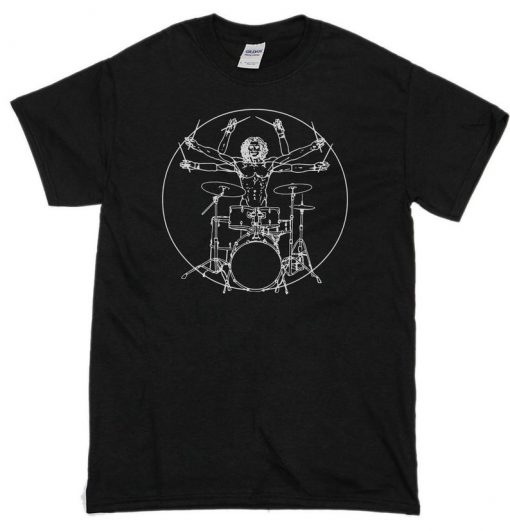 Vitruvian Drummer Music T-Shirt Funny T-Shirt