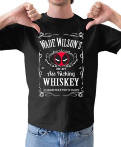 Wade Wilson's Whiskey Dead Pool Inspired Funny Fathers Gift Men's Comedy Black T-Shirt