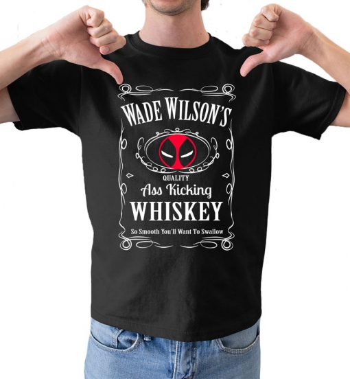 Wade Wilson's Whiskey Dead Pool Inspired Funny Fathers Gift Men's Comedy Black T-Shirt