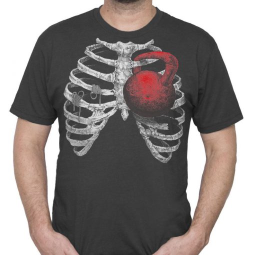 Halloween Gym Shirt - Squat Shirt - Kettlebell Shirt - Men's Workout Shirt - Ribcage T-Shirt