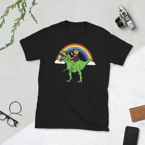 Yorkshire Terrier Riding T-Rex Dinosaur T-Shirt