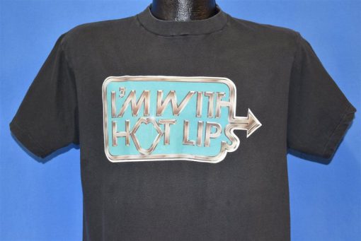 80s I'm With Hot Lips Arrow Iron On Black t-shirt