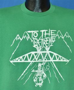 80s To the Extreme Green Bungee Jumping Cartoon Tourist t-shirt