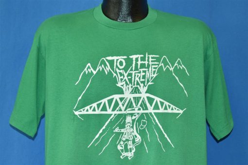 80s To the Extreme Green Bungee Jumping Cartoon Tourist t-shirt