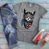 American Flag Cat T-Shirt, Cute Kitty Lover Gift