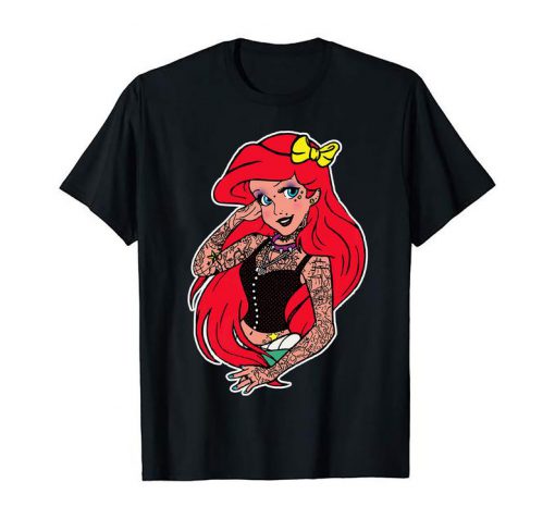 Ariel With Tattoos Mermaid Grunge Vintage Retro Piercings Art Cool Fantasy Cartoon T Shirts