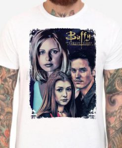 Buffy the Vampire Slayer Cast - Buffy, Willow, Xander - White T-Shirt - Men's & Women's all Sizes