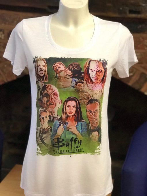 Buffy the Vampire Slayer Cast - Season 3, The Wish. White T-Shirt - Men's & Women's all Sizes. Cordelia, Giles, Anya, Willow.