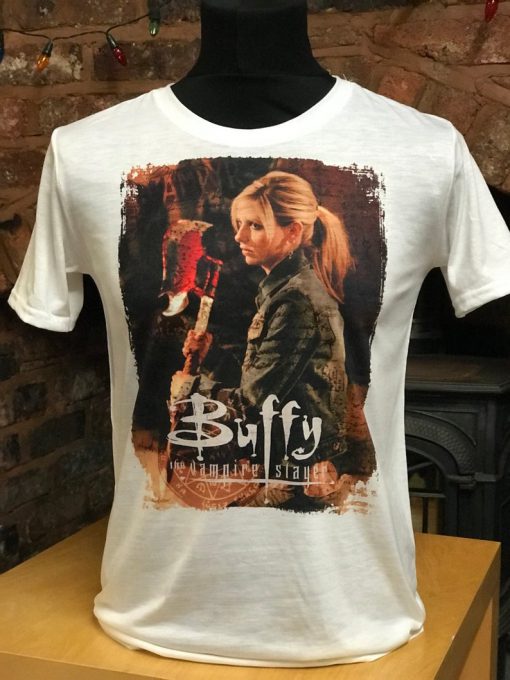 Buffy the Vampire Slayer - Scythe - White T-Shirt. Season 7. Men's and Women's all sizes