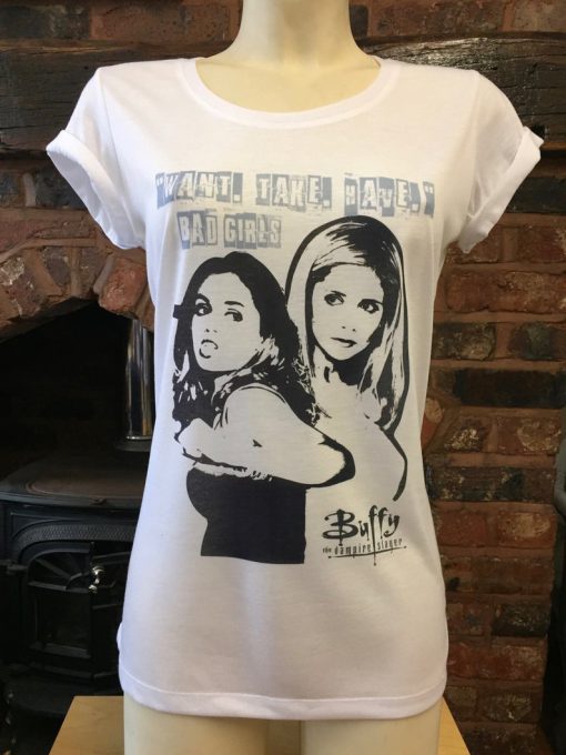 Buffy the Vampire Slayer - White T-Shirt - Buffy and Faith. Men's & Women's all sizes