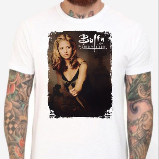 Buffy the Vampire Slayer - White T-Shirt. Men's & Women's all sizes.