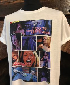 I know what you did last summer - white t shirt. Helen, Sarah Michelle Gellar. Comic book style. Men's & Women's all sizes