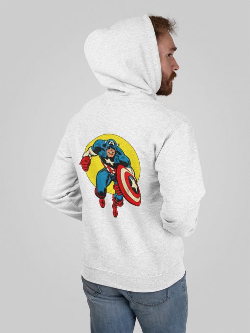 Retro Premium Pullover Hoodie Unofficial American Super Hero Inspired by Vintage Comic Back