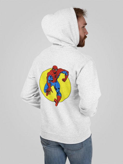 Retro Premium Pullover Hoodie Unofficial Spider Super Hero Inspired by Vintage Comic Back