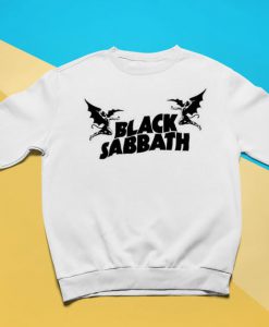 Retro Pullover Sweatshirt Unofficial Black Sabbath Logo Illustration