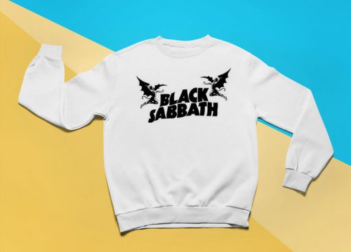 Retro Pullover Sweatshirt Unofficial Black Sabbath Logo Illustration