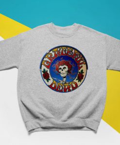 Retro Pullover Sweatshirt Unofficial Grateful Dead Badge Illustration Inspired by Band Logo