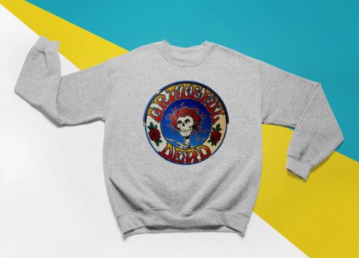 Retro Pullover Sweatshirt Unofficial Grateful Dead Badge Illustration Inspired by Band Logo