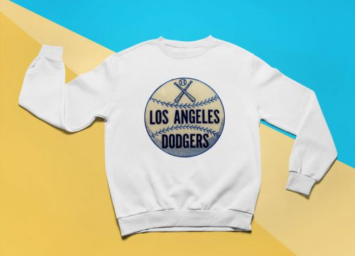 Retro Pullover Sweatshirt Unofficial Los Angeles Dodgers Vintage Aesthetic Blue Badge