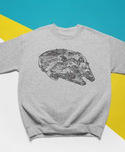 Retro Pullover Sweatshirt Unofficial Millennium Falcon Vintage Aesthetic Illustration