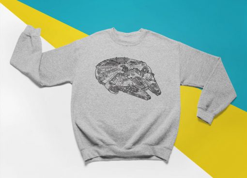 Retro Pullover Sweatshirt Unofficial Millennium Falcon Vintage Aesthetic Illustration