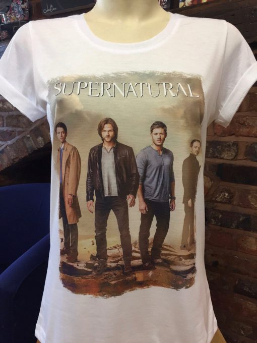 Supernatural - White Custom Made T-Shirt. Men's & Women's