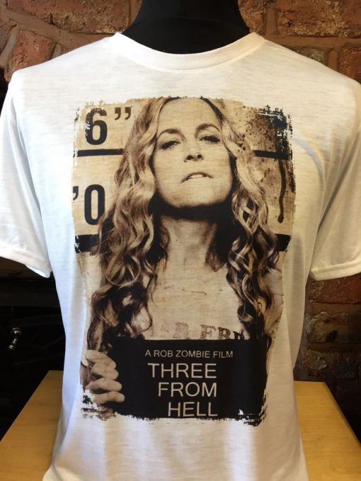 Three From Hell - White T-Shirt! Sherri Moon Zombie, Rob Zombie! Men's & Women's all sizes. Devils Rejects. 2018