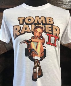 Tomb Raider 2 - Lara Croft - White T-Shirt. 90's. Retro gaming. Male & Female all sizes